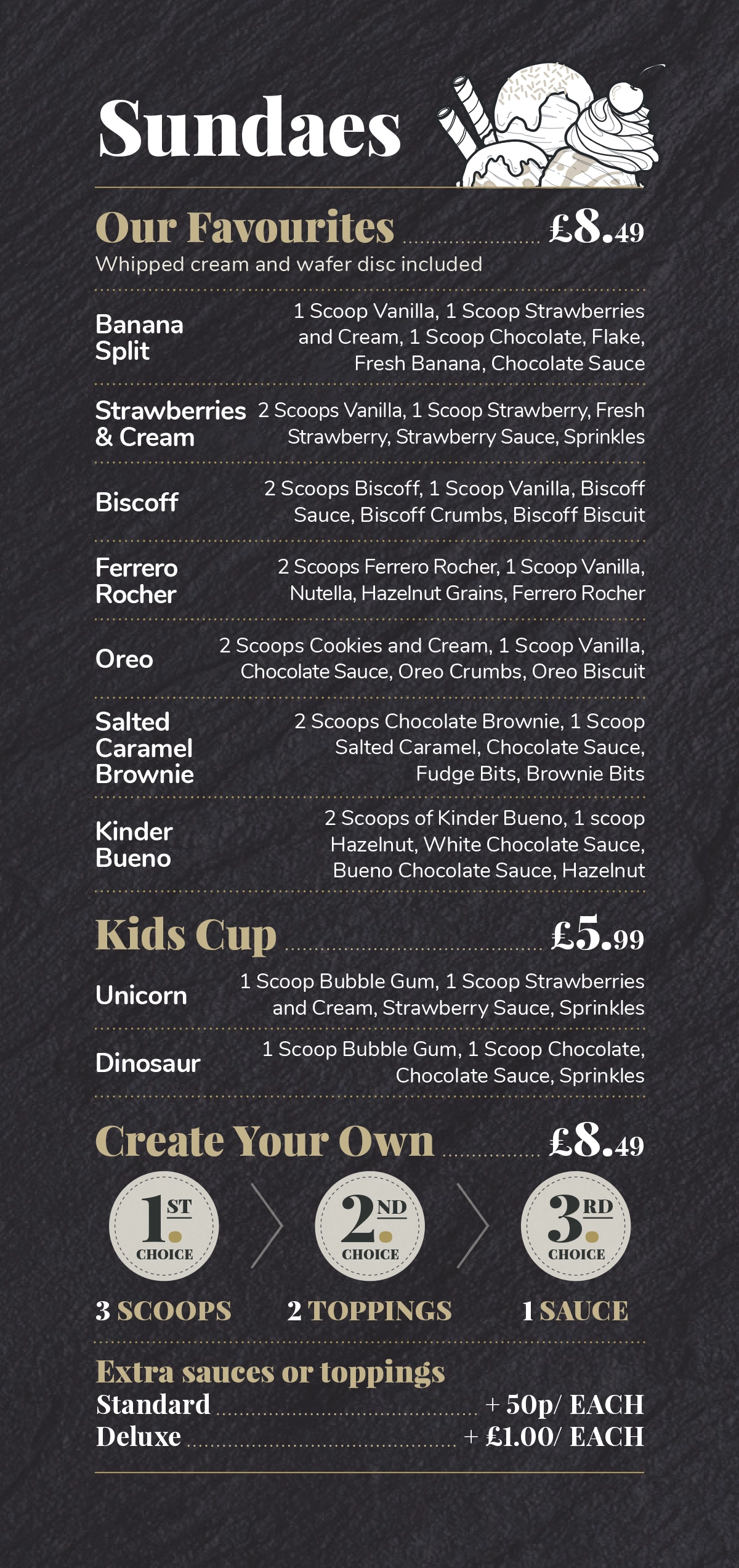 menu - Sundaes